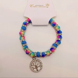 Bracelet Crystal Tree of Life with multi colored Glass beads. Very Brilliant!